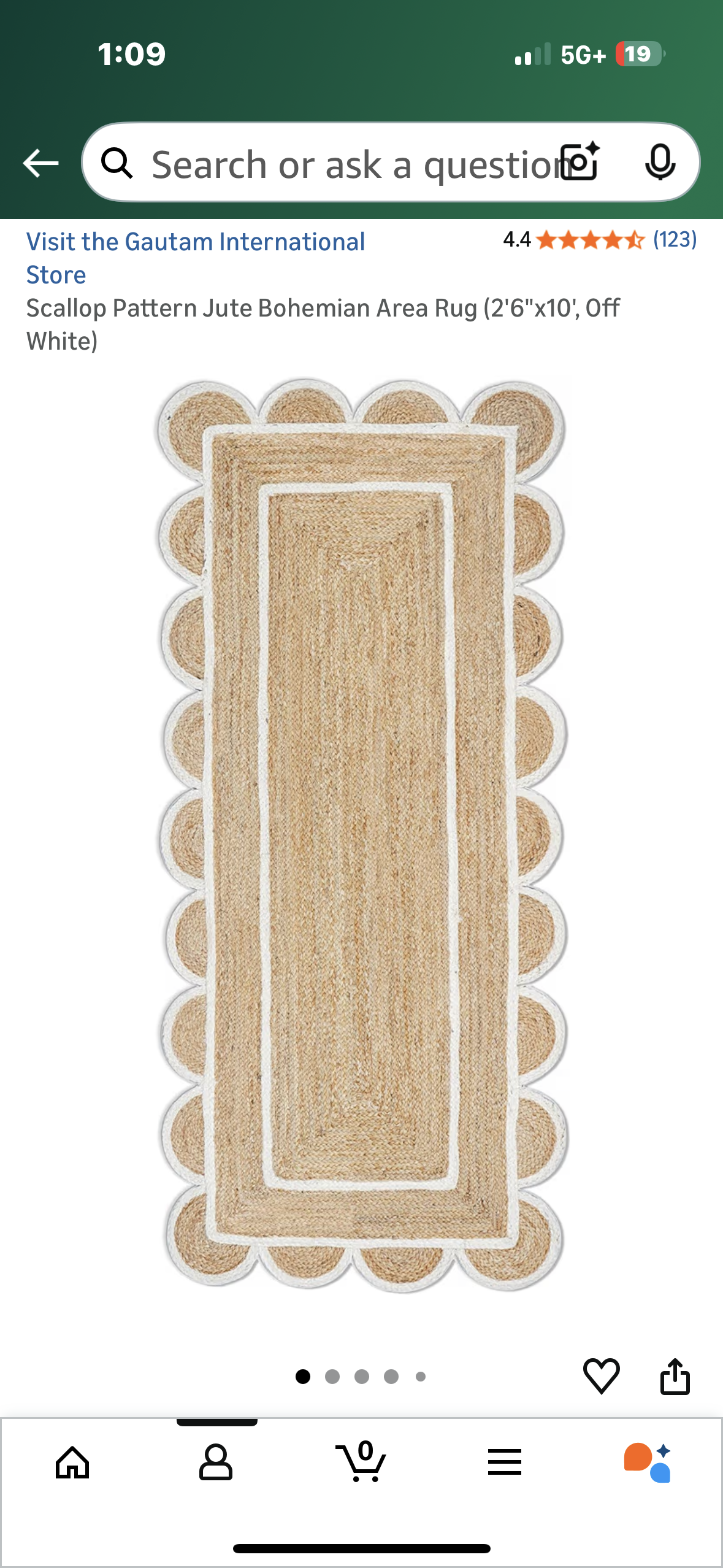 Scallop Pattern Jute Bohemian Area Rug (2'6"x10', Off White) (L1120)