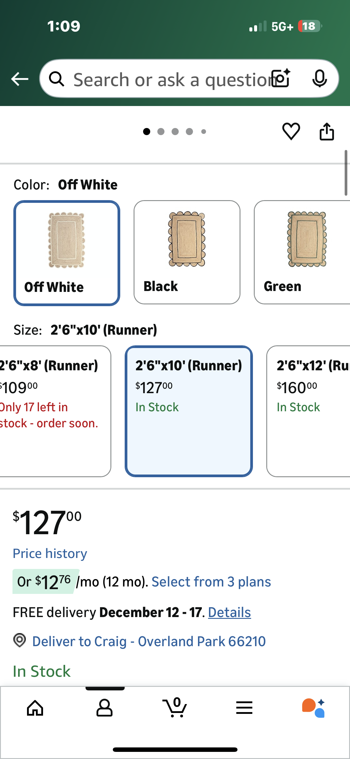 Scallop Pattern Jute Bohemian Area Rug (2'6"x10', Off White) (L1120)