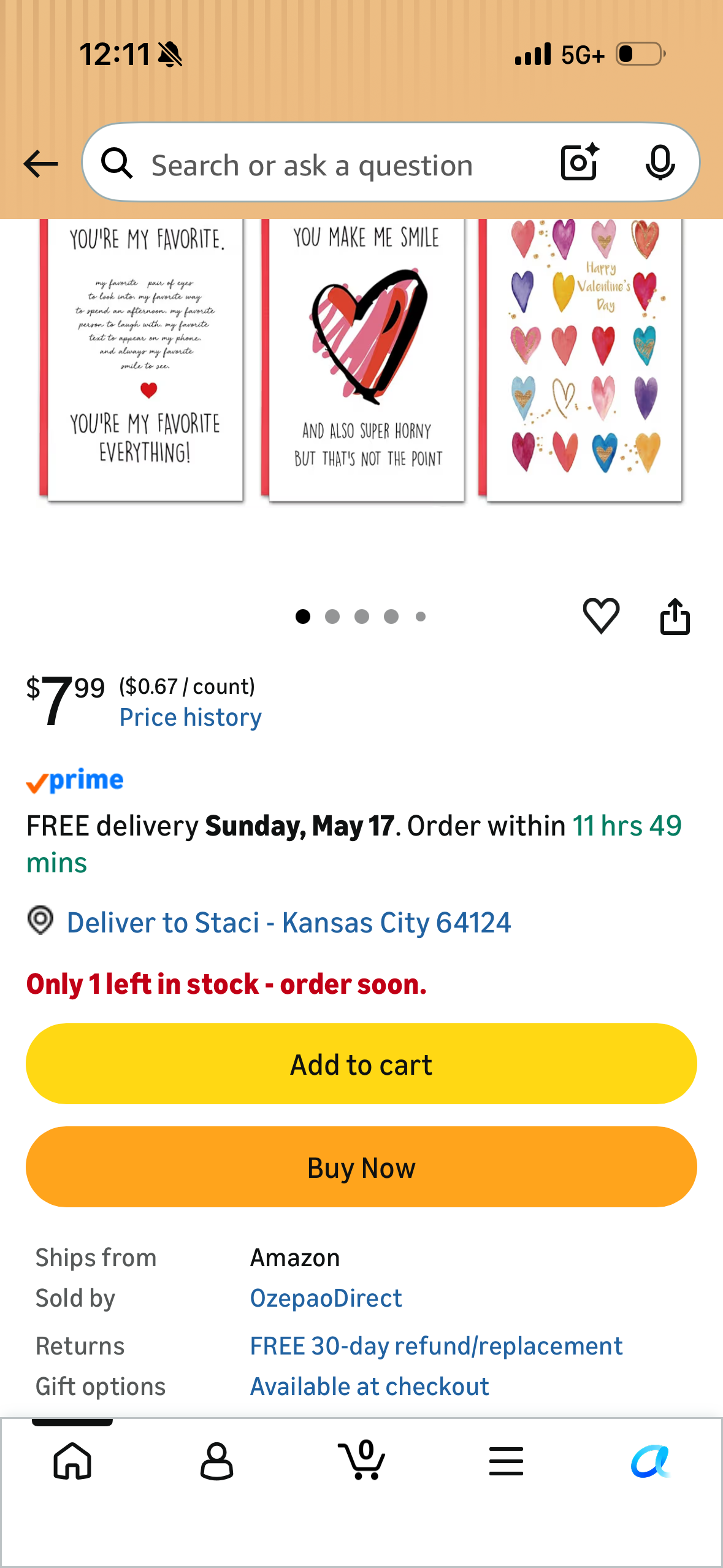 Ozepao 12 Pcs Valentines Day Cards Set - 6 Designs - Blank Inside - Red Envelopes and Sealing Stickers Included