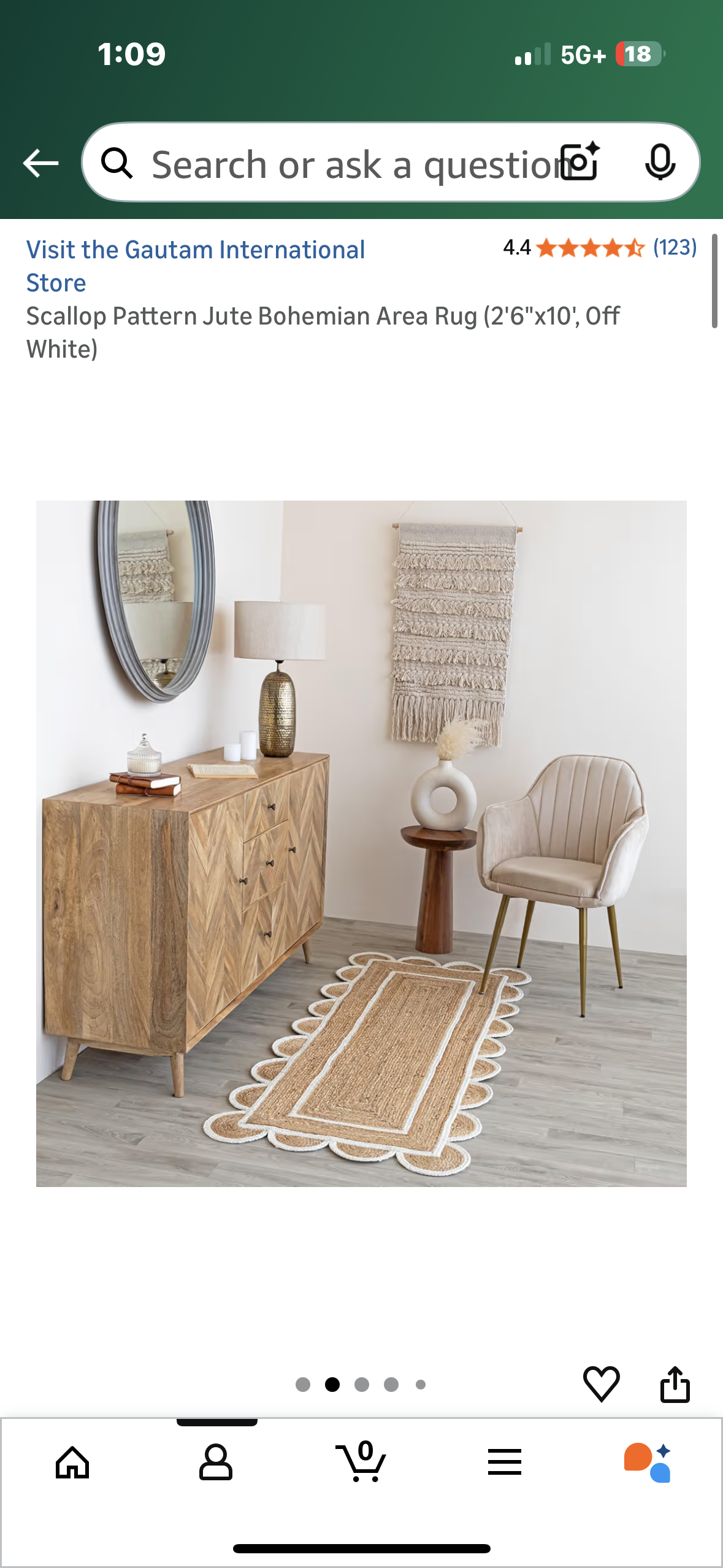 Scallop Pattern Jute Bohemian Area Rug (2'6"x10', Off White) (L1120)