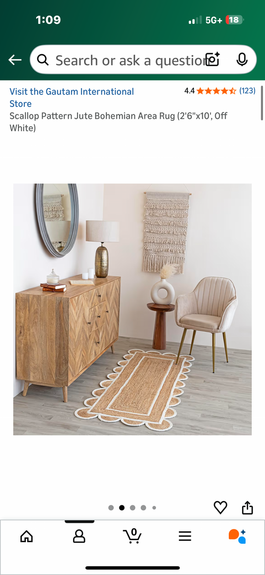 Scallop Pattern Jute Bohemian Area Rug (2'6"x10', Off White) (L1120)