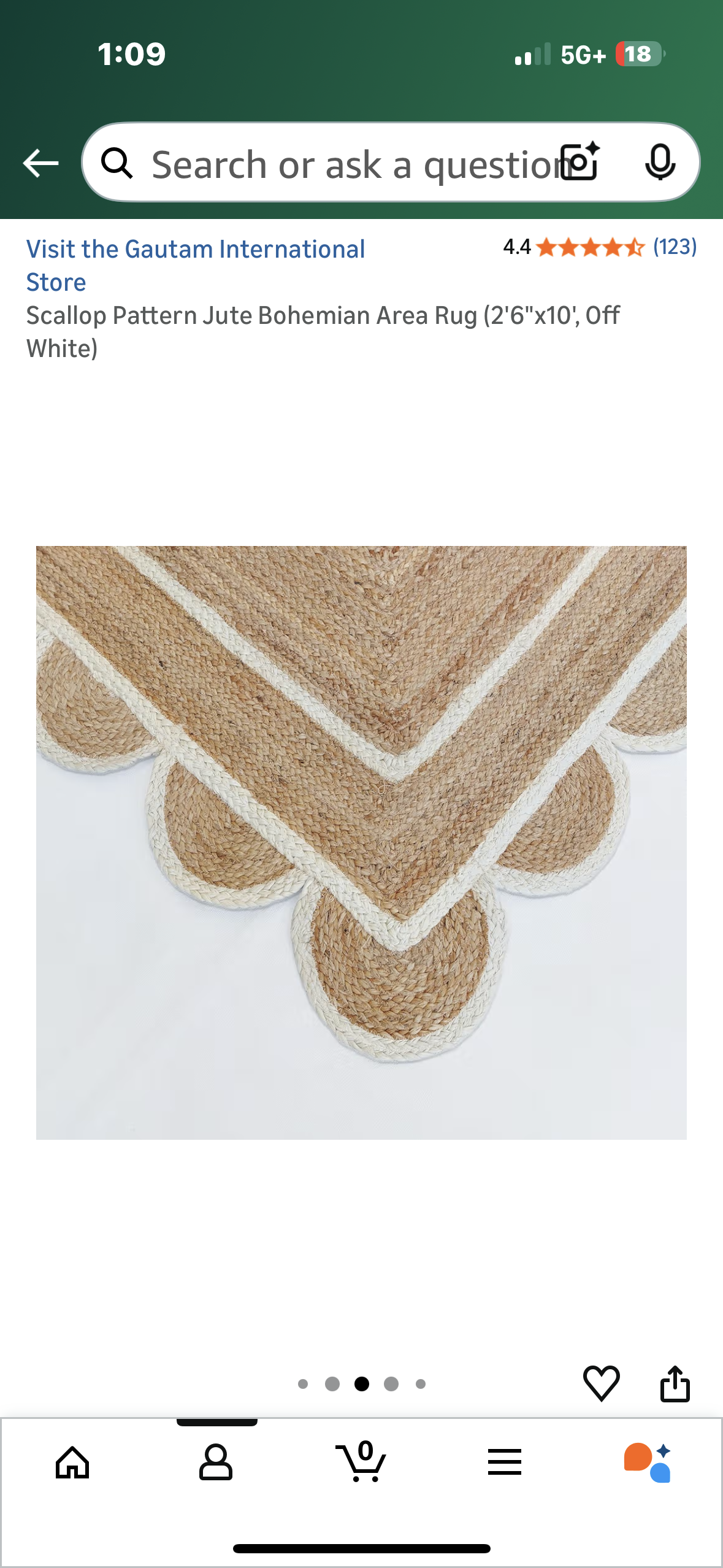 Scallop Pattern Jute Bohemian Area Rug (2'6"x10', Off White) (L1120)