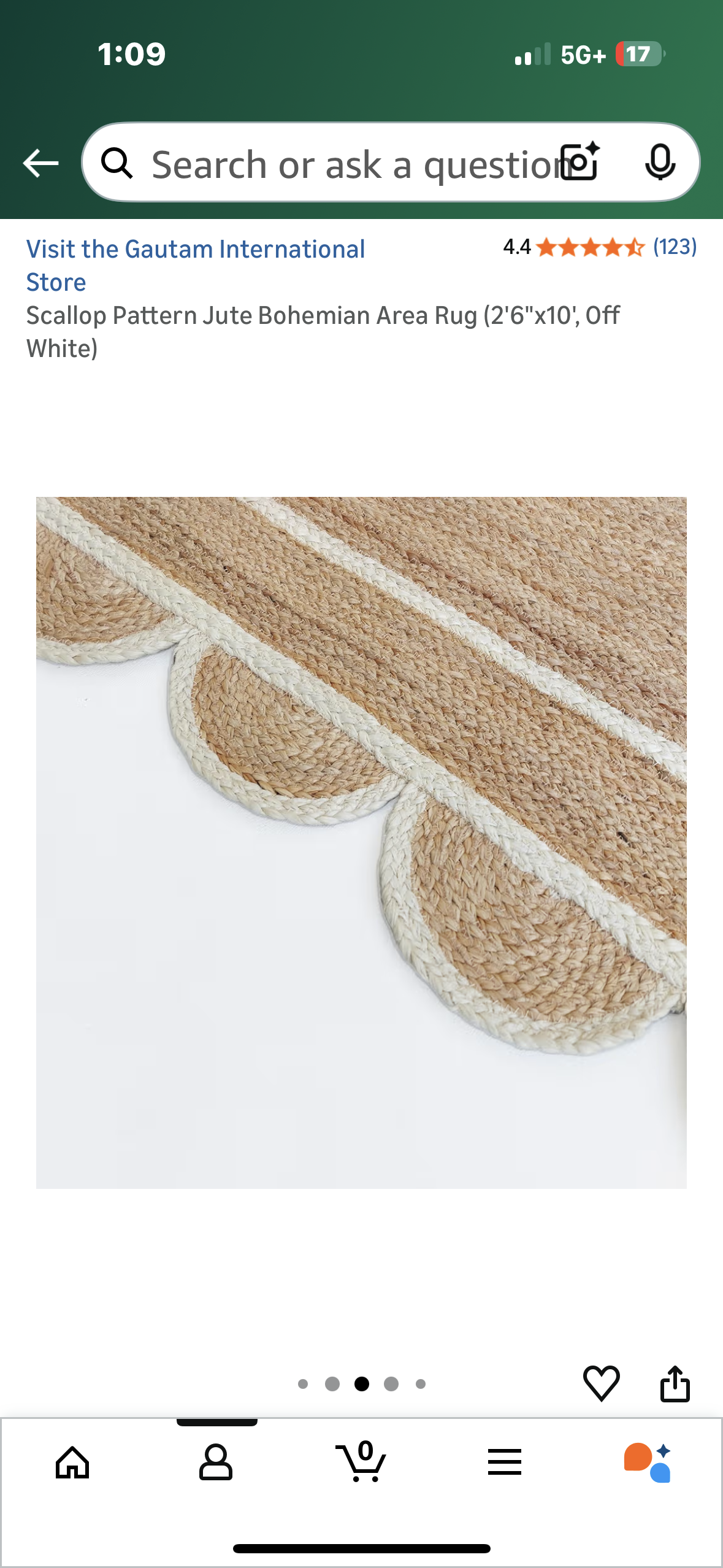 Scallop Pattern Jute Bohemian Area Rug (2'6"x10', Off White) (L1120)