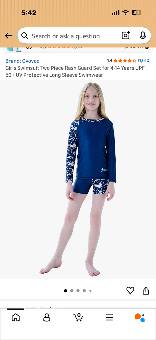 Girls Swimsuit Two Piece Rash Guard Set UPF 50+ UV Protective Long Sleeve Swimwear ( Age 10-11)