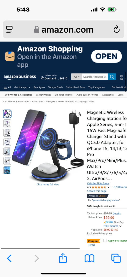 Pilita Magnetic Wireless Charging Station for Apple Series, 3-in-1 20W Fast Mag-Safe Charger Stand with QC3.0 Adapter, for iPhone 15,14,13,12Pro Max/Pro/Mini/Plus, iWatch Ultra/9/8/7/SE/6/5/4/3/2
