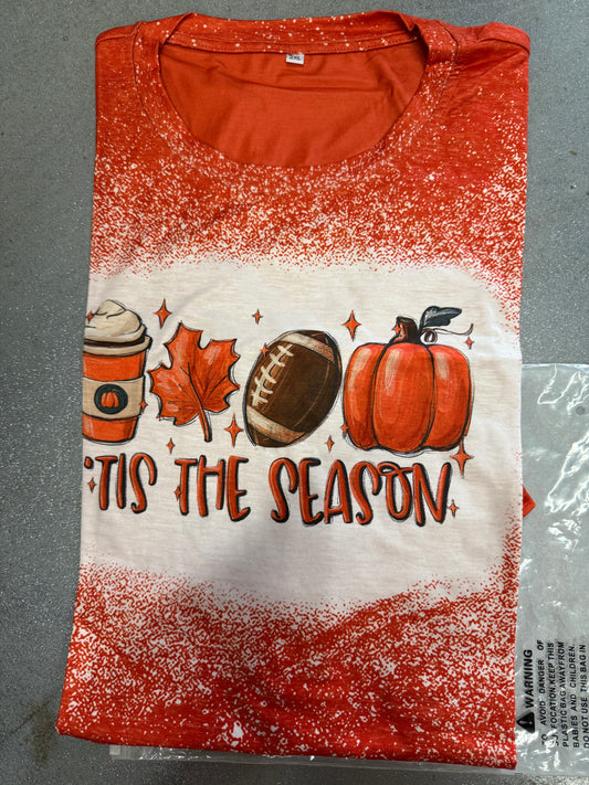 Tis The Season Fall Tshirt Pumpkin Football Fall Pumpkin T-Shirt Falls Shirts Tis The Season Shirt (Size 2XL)