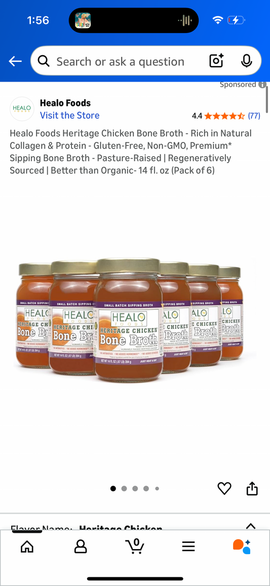 Healo Foods Heritage Chicken Bone Broth - Rich in Natural Collagen & Protein - Gluten-Free, Non-GMO, Premium* Sipping Bone Broth - Pasture-Raised | Regeneratively Sourced | Better than Organic- 14 fl. oz (Pack of 6)