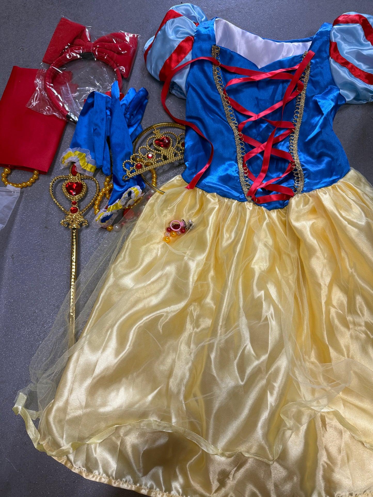 Girls Princess Snow Costume Grand Fancy Dress Up Halloween Party Outfit Set Size Toddler Kids Size 6-7