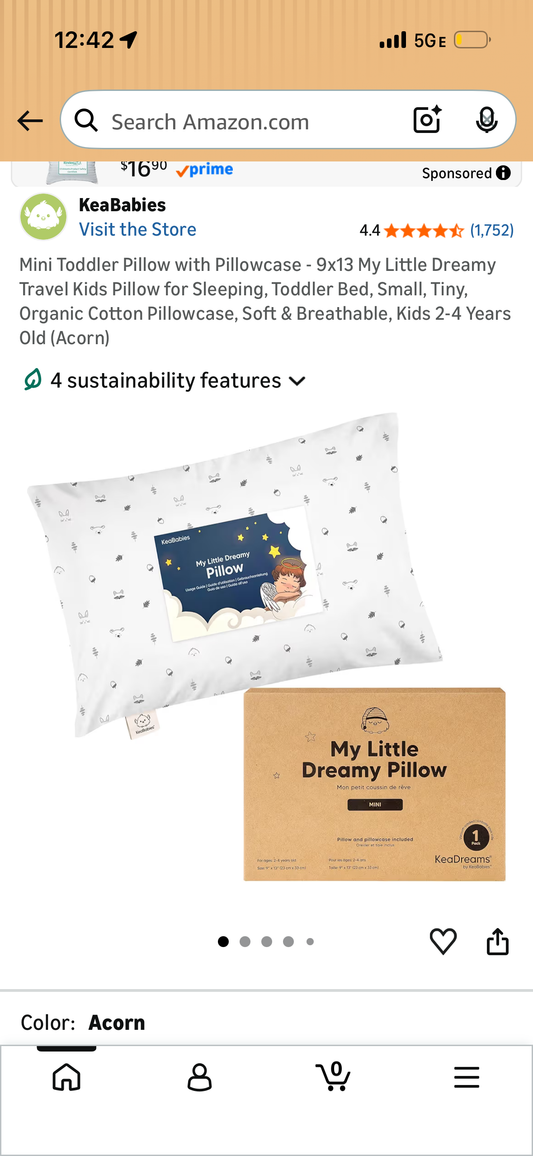 Mini Toddler Pillow with Pillowcase - 9x13 My Little Dreamy Travel Kids Pillow for Sleeping, Toddler Bed, Small, Tiny, Organic Cotton Pillowcase, Soft & Breathable, Kids 2-4 Years Old (Fox Tales)