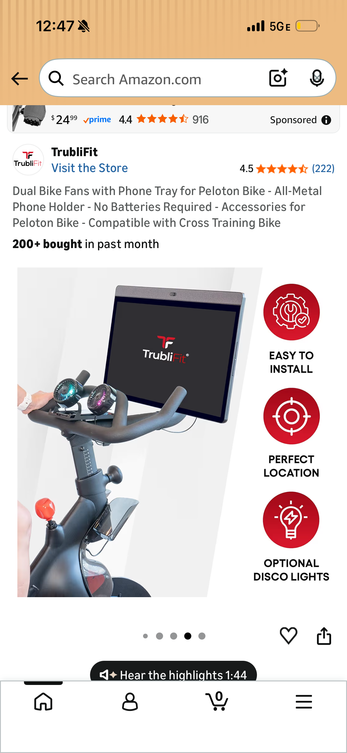 Dual Bike Fans with Phone Tray for Peloton Bike - All-Metal Phone Holder - No Batteries Required - Accessories for Peloton Bike - Compatible with Cross Training Bike
