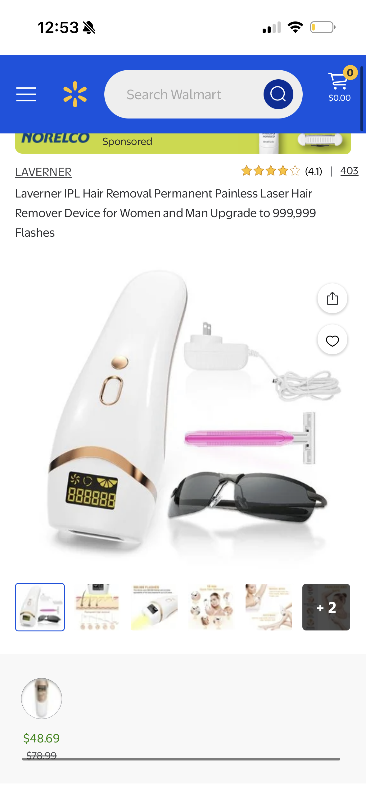 Laverner IPL Hair Removal Permanent Painless Laser Hair Remover Device for Women and Man Upgrade to 999,999 Flashes