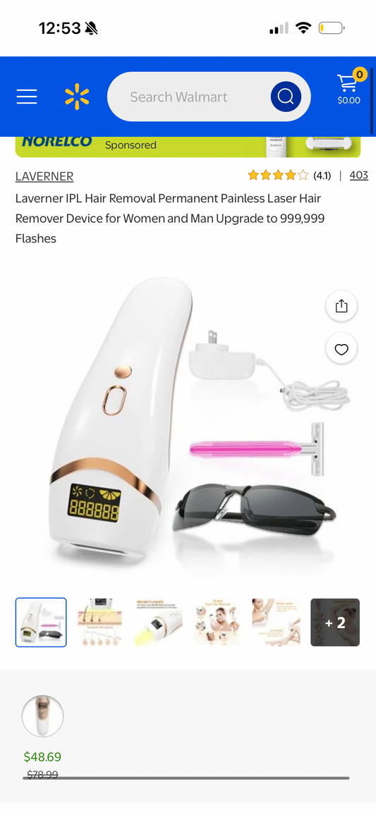 Laverner IPL Hair Removal Permanent Painless Laser Hair Remover Device for Women and Man Upgrade to 999,999 Flashes
