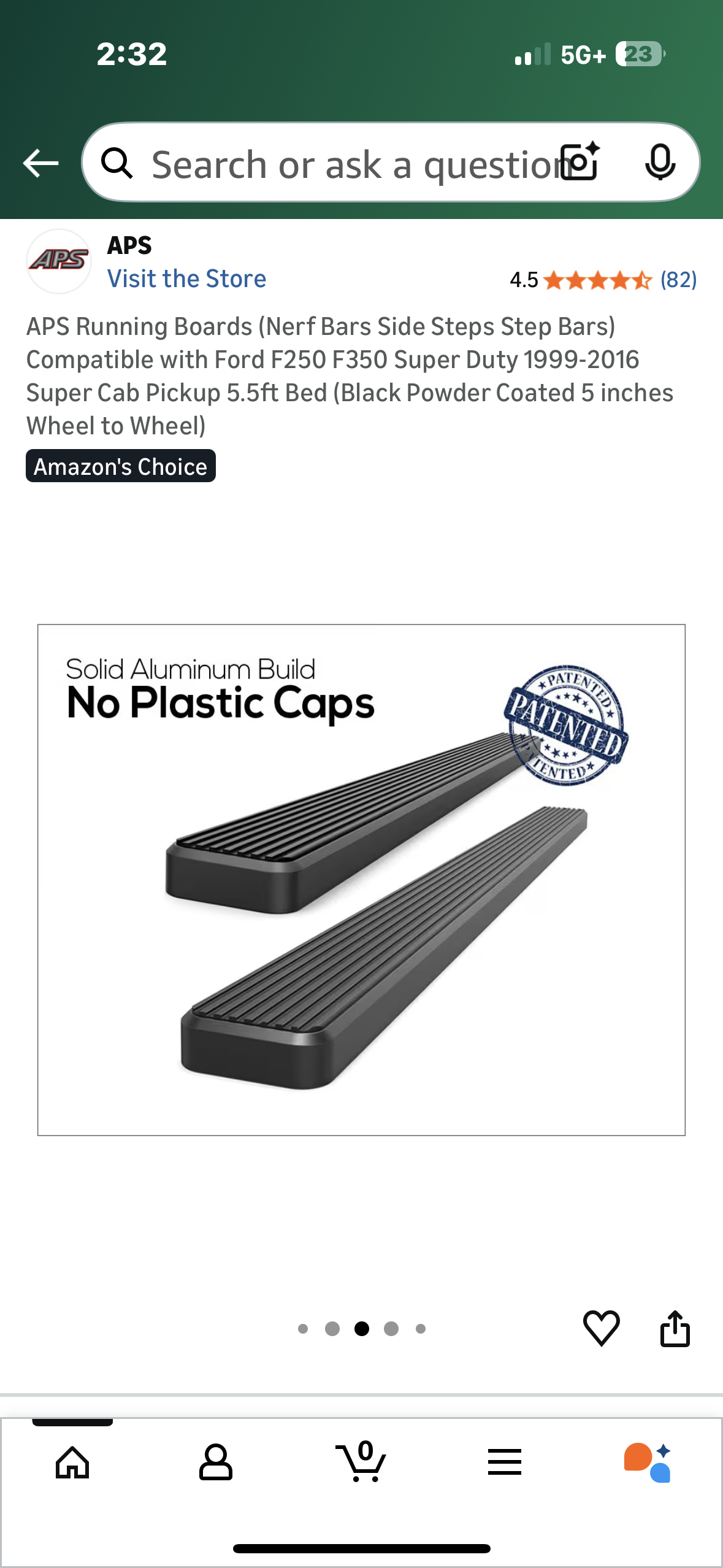 APS Running Boards (Nerf Bars Side Steps Step Bars) Compatible with Ford F250 F350 Super Duty 1999-2016 Super Cab Pickup 5.5ft Bed (Black Powder Coated 5 inches Wheel to Wheel) (G947)