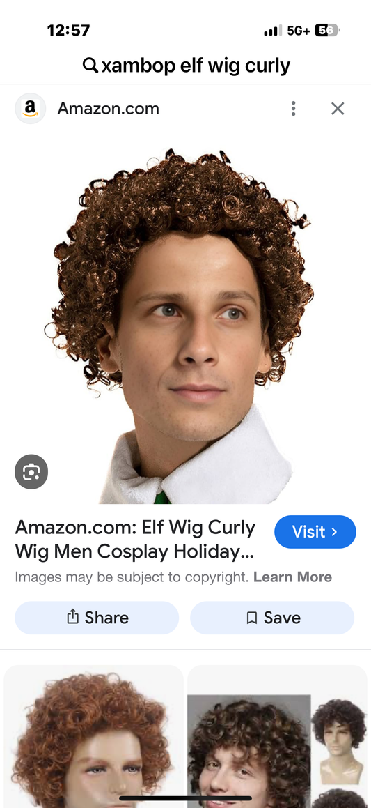 Elf Wig Curly Wig Men Cosplay Holiday Party Costumes Full Wigs for Christmas Halloween One Size