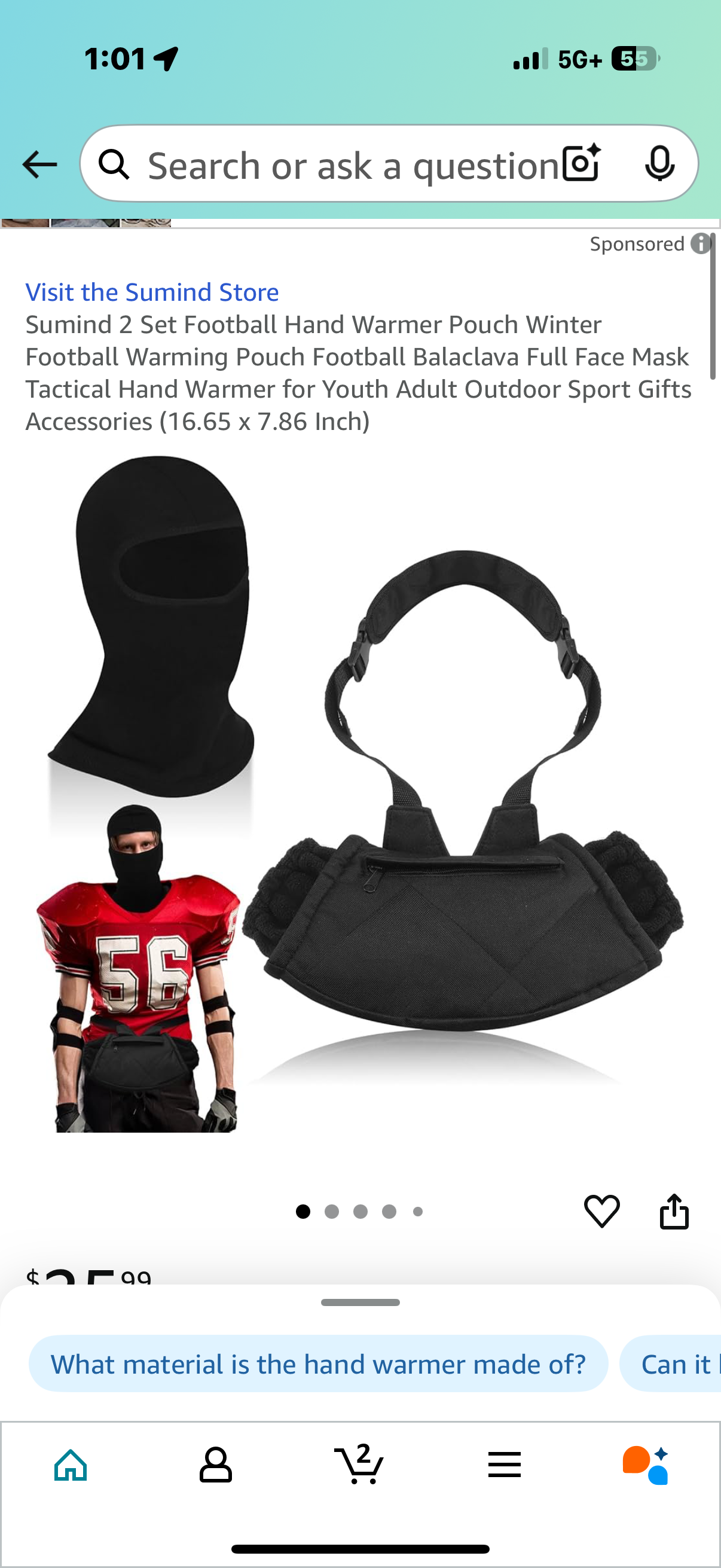 Sumind 2 Set Football Hand Warmer Pouch Winter Football Warming Pouch Football Balaclava Full Face Mask Tactical Hand Warmer for Youth Adult Outdoor Sport Gifts Accessories (16.65 x 7.86 Inch