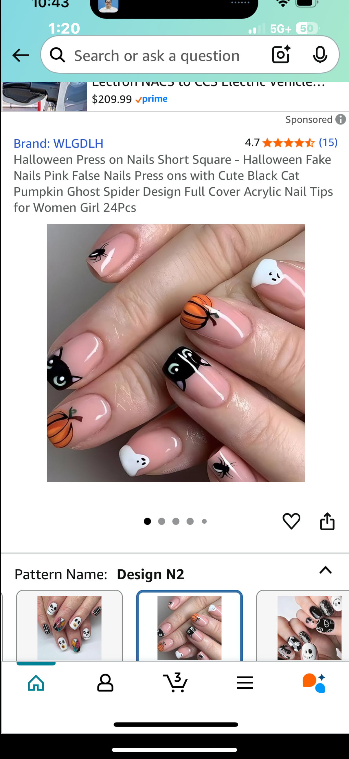 Set of 3 packages Halloween Nails 24 pc