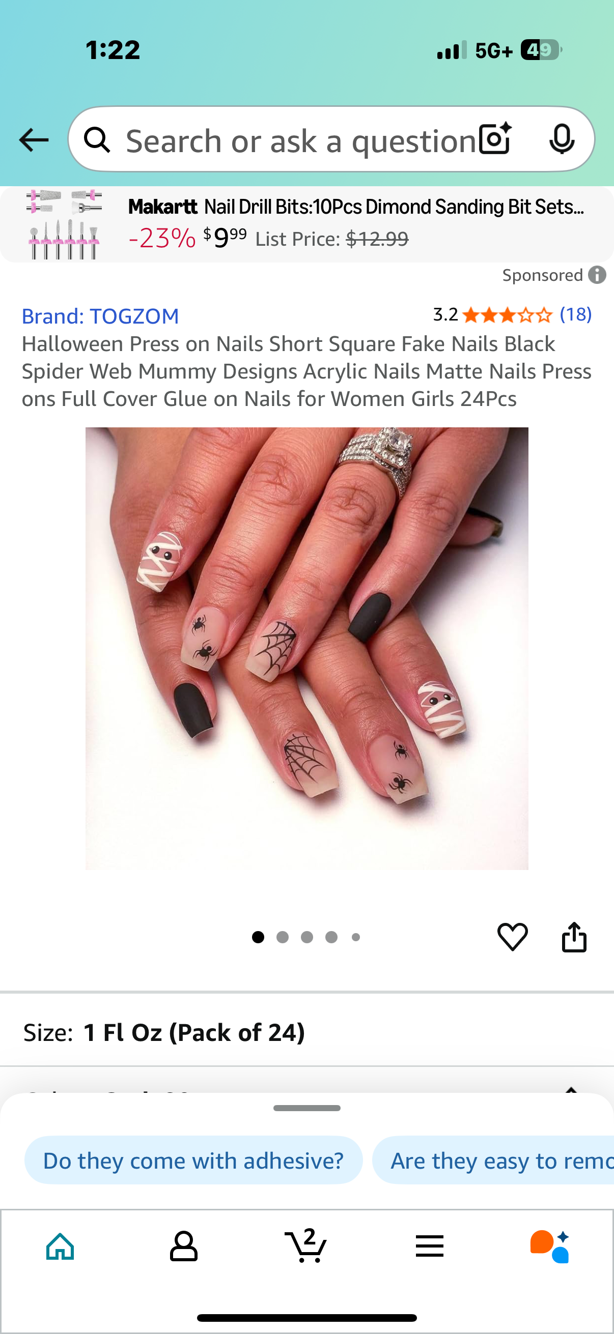 Set of 3 packages Halloween Nails 24 pc