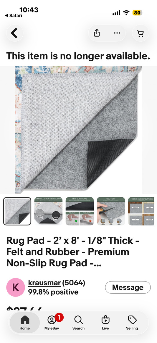 YIMGO Rug Pad - 2’ x 8' - 1/8" Thick - Felt and Rubber - Premium Non-Slip Rug Pad - Perfect for High Traffic Areas and Entryways, Many Custom Sizes, Safe for All Floors