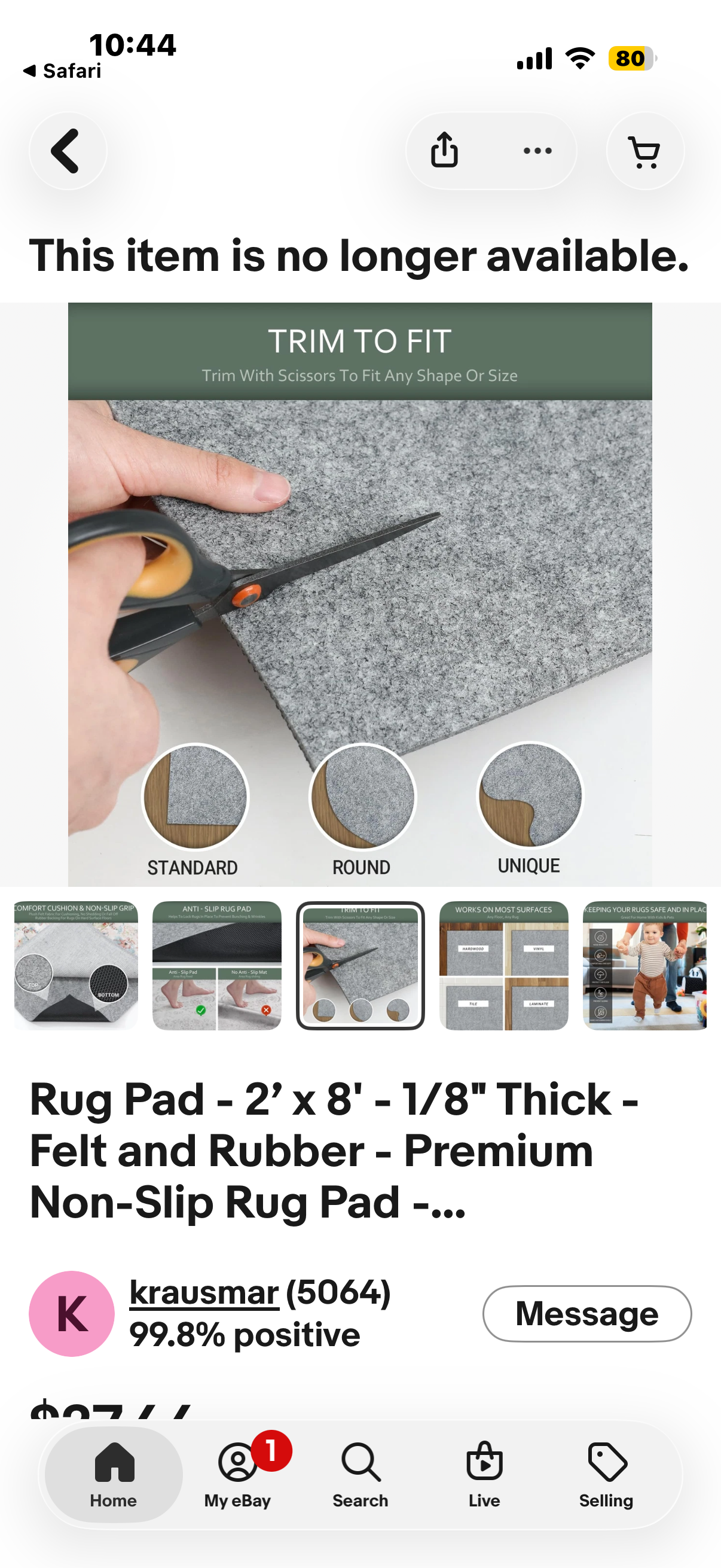 YIMGO Rug Pad - 2’ x 8' - 1/8" Thick - Felt and Rubber - Premium Non-Slip Rug Pad - Perfect for High Traffic Areas and Entryways, Many Custom Sizes, Safe for All Floors