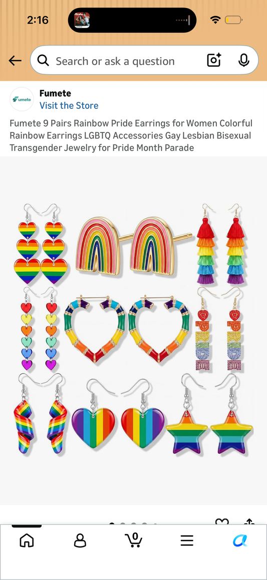 Fumete 9 Pairs Rainbow Pride Earrings for Women Colorful Rainbow Earrings LGBTQ Accessories Gay Lesbian Bisexual Transgender Jewelry for Pride Month Parade