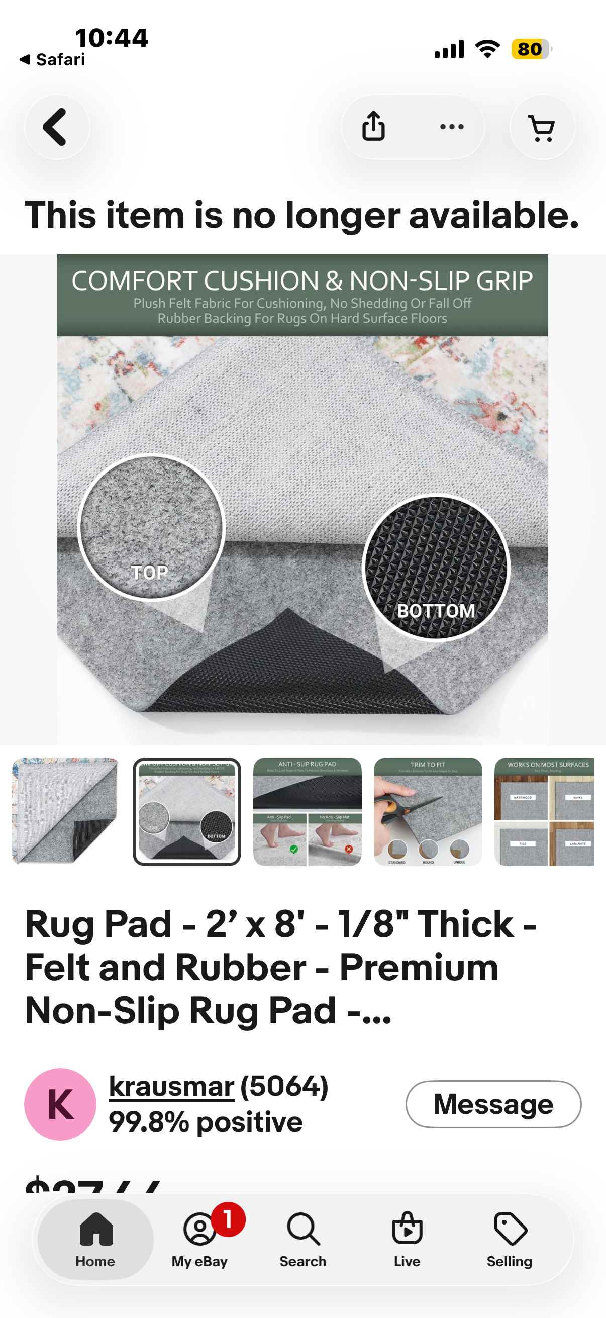 YIMGO Rug Pad - 2’ x 8' - 1/8" Thick - Felt and Rubber - Premium Non-Slip Rug Pad - Perfect for High Traffic Areas and Entryways, Many Custom Sizes, Safe for All Floors