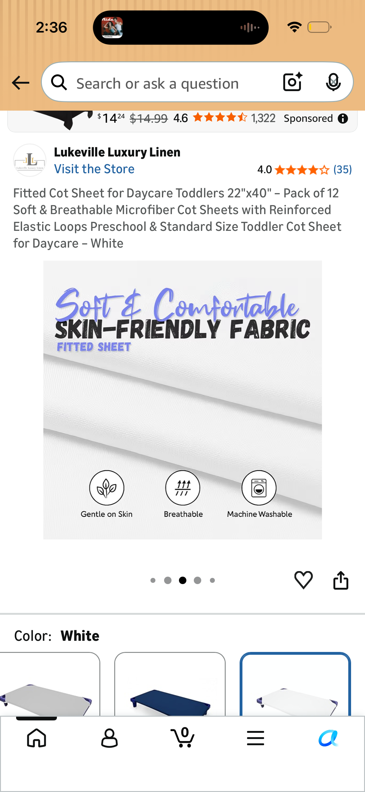 12-Pack Fitted Cot Sheet for Daycare Toddlers 22"x40" – Pack of 12 Soft & Breathable Microfiber Cot Sheets with Reinforced Elastic Loops Preschool & Standard Size Toddler Cot Sheet for Daycare – White