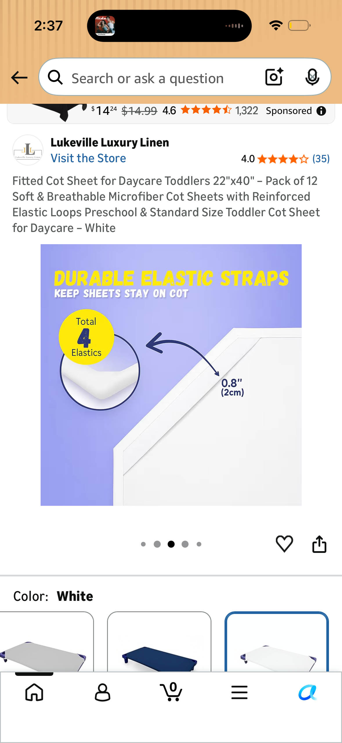 12-Pack Fitted Cot Sheet for Daycare Toddlers 22"x40" – Pack of 12 Soft & Breathable Microfiber Cot Sheets with Reinforced Elastic Loops Preschool & Standard Size Toddler Cot Sheet for Daycare – White