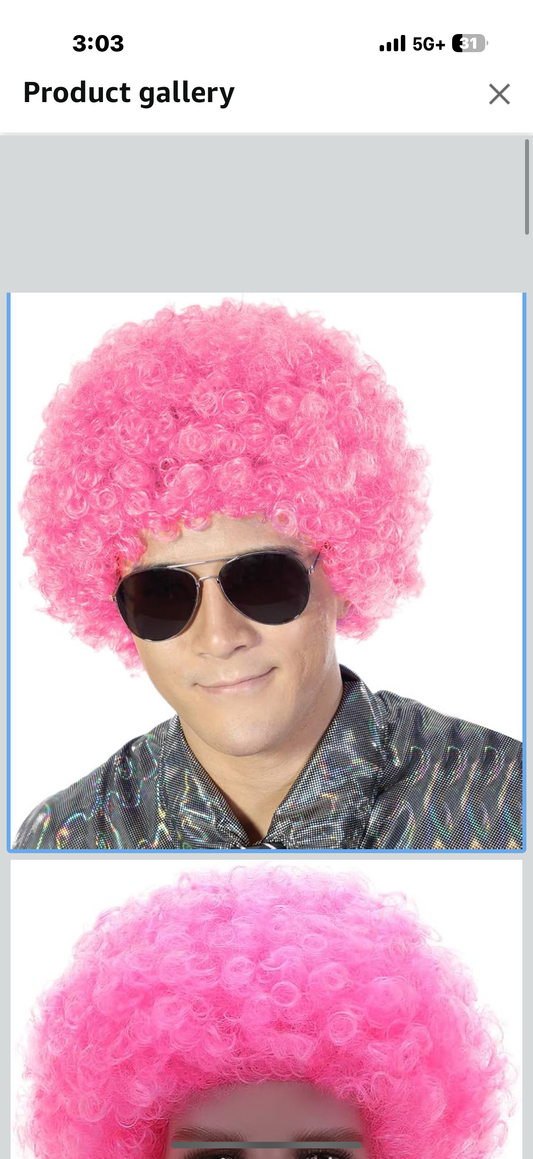 Fluffy Wig for Men Women Cosplay Anime Party Christmas Halloween Fancy Funny Wigs (Pink