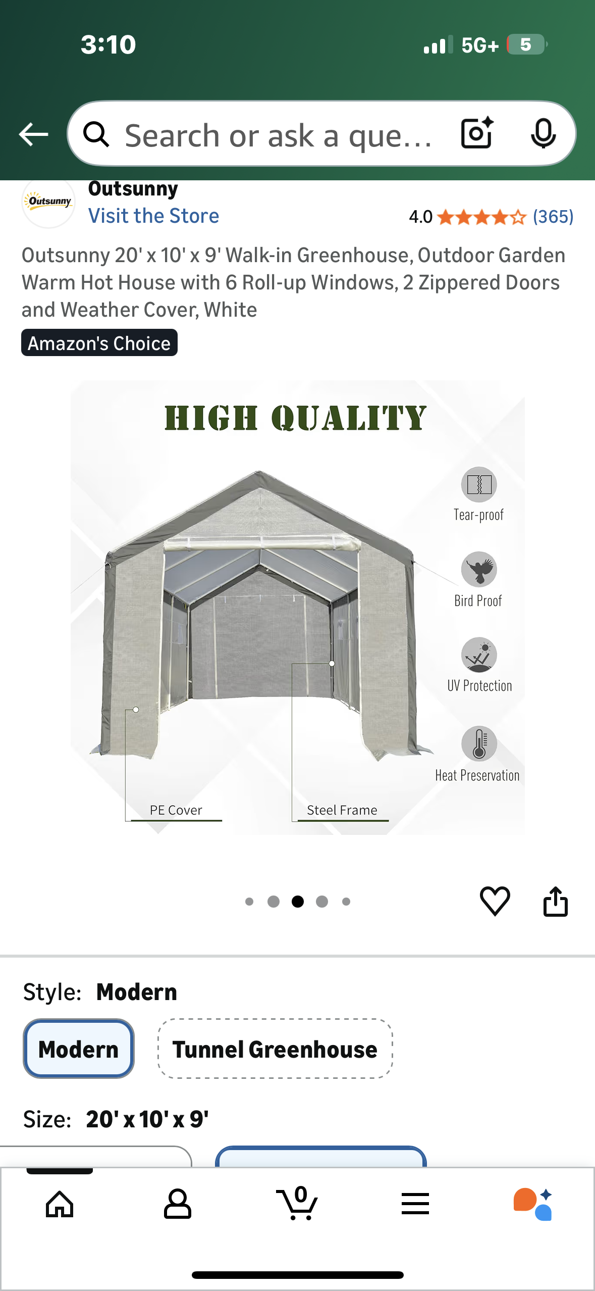 Outsunny 20' x 10' x 9' Walk-in Greenhouse, Outdoor Garden Warm Hot House with 6 Roll-up Windows, 2 Zippered Doors and Weather Cover, White  (G949)