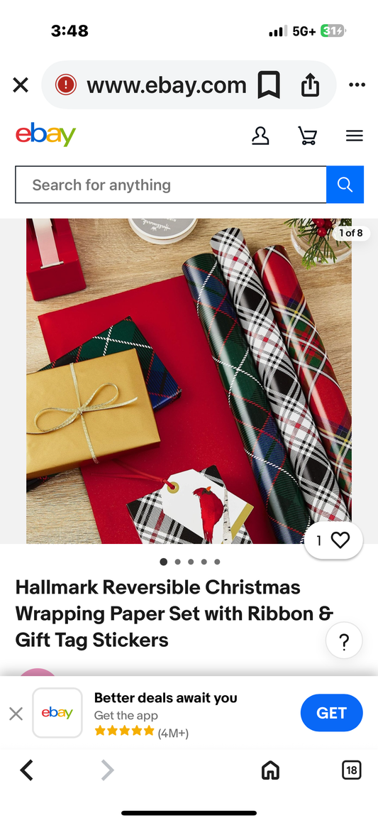 Hallmark 2 Sided Gift Wrap Ensemble 3 Rolls 3 Ribbons 36 Seals