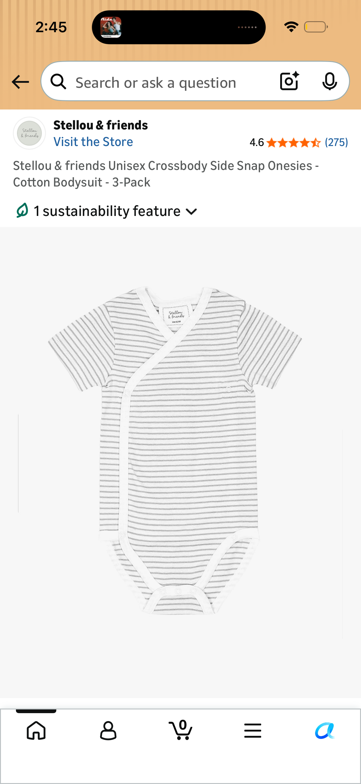 Stellou & friends Unisex Crossbody Side Snap Onesies - Cotton Bodysuit - 3-Pack (Size 18-24 Months)