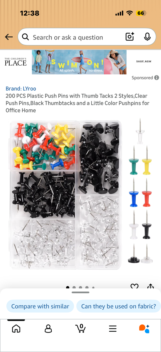 200 PCS Plastic Push Pins with Thumb Tacks 2 Styles,Clear Push Pins,Black Thumbtacks and a Little Color Pushpins for Office Home