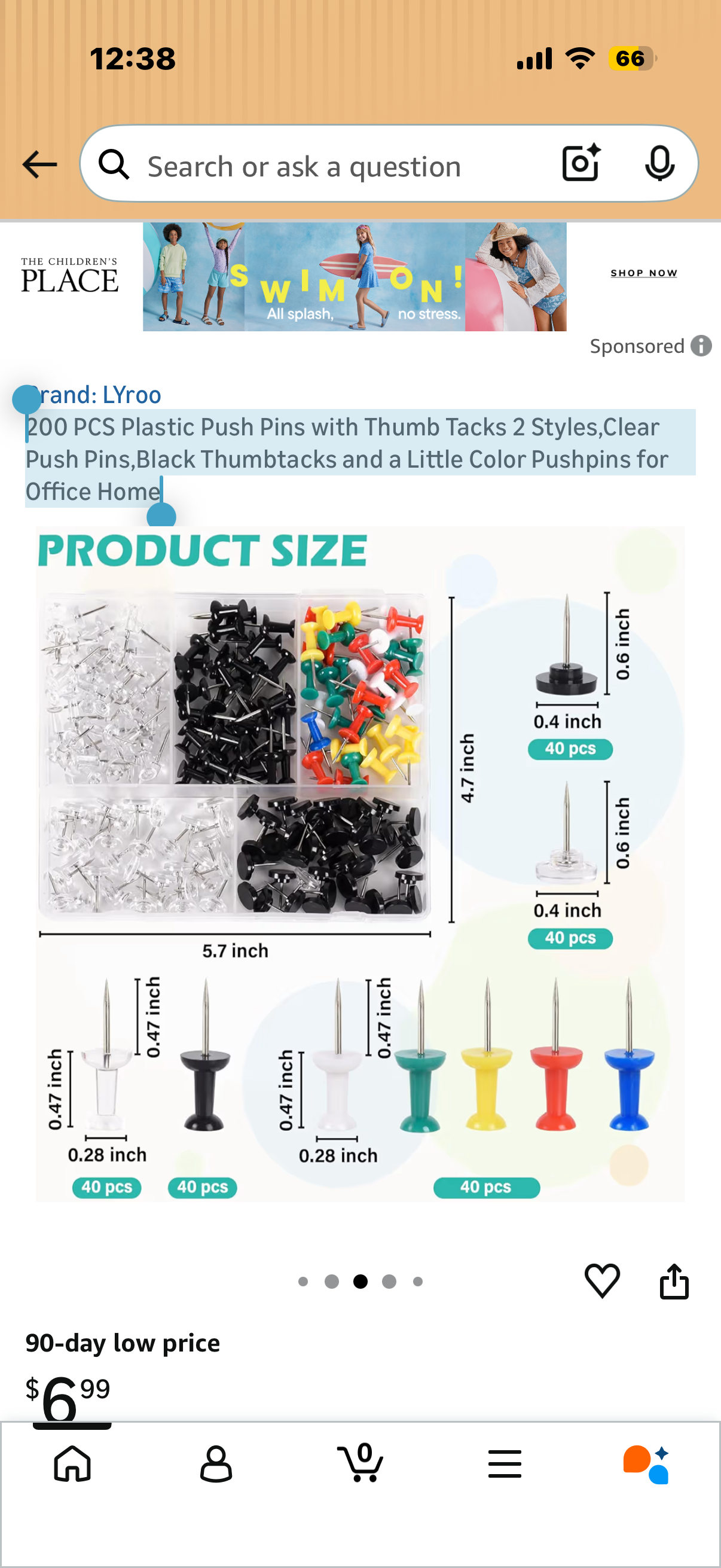 200 PCS Plastic Push Pins with Thumb Tacks 2 Styles,Clear Push Pins,Black Thumbtacks and a Little Color Pushpins for Office Home