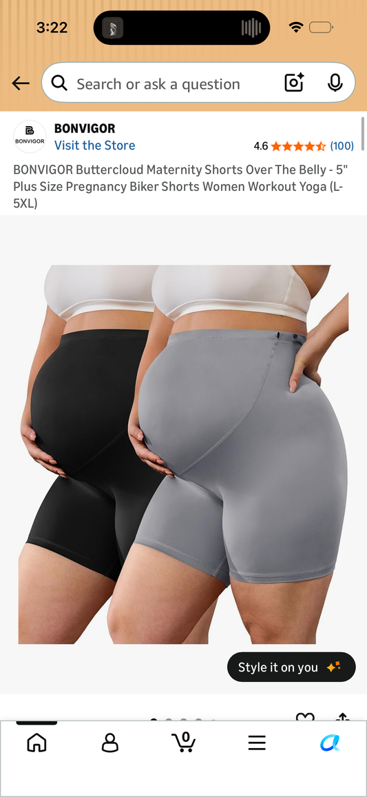 BONVIGOR Buttercloud Maternity Shorts Over The Belly - 5" Plus Size Pregnancy Biker Shorts Women Workout Yoga (Size X-Large Plus)
