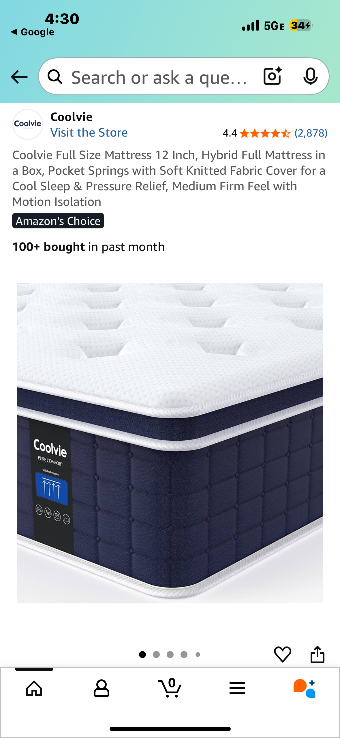 Full Size Mattress, 12” (B1078)