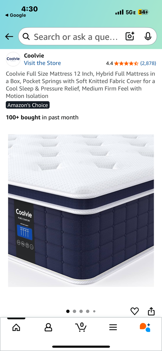 Full Size Mattress, 12” (B1078)