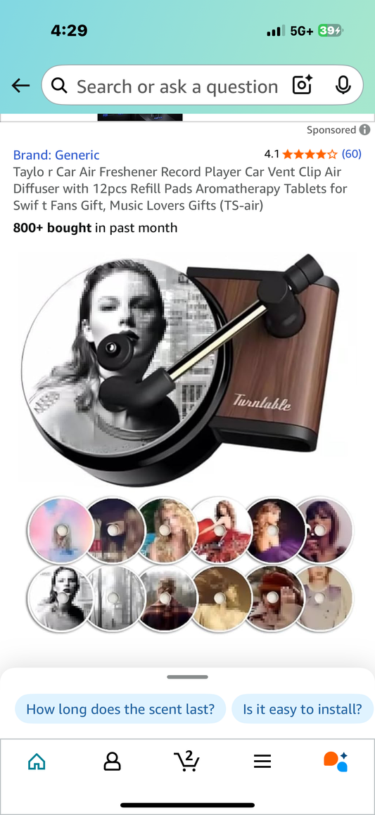 Taylor Car Air Freshener Record Player Car Vent Clip Air Diffuser with 12pcs Refill Pads Aromatherapy Tablets for Swif t Fans Gift, Music Lovers Gifts (TS-air