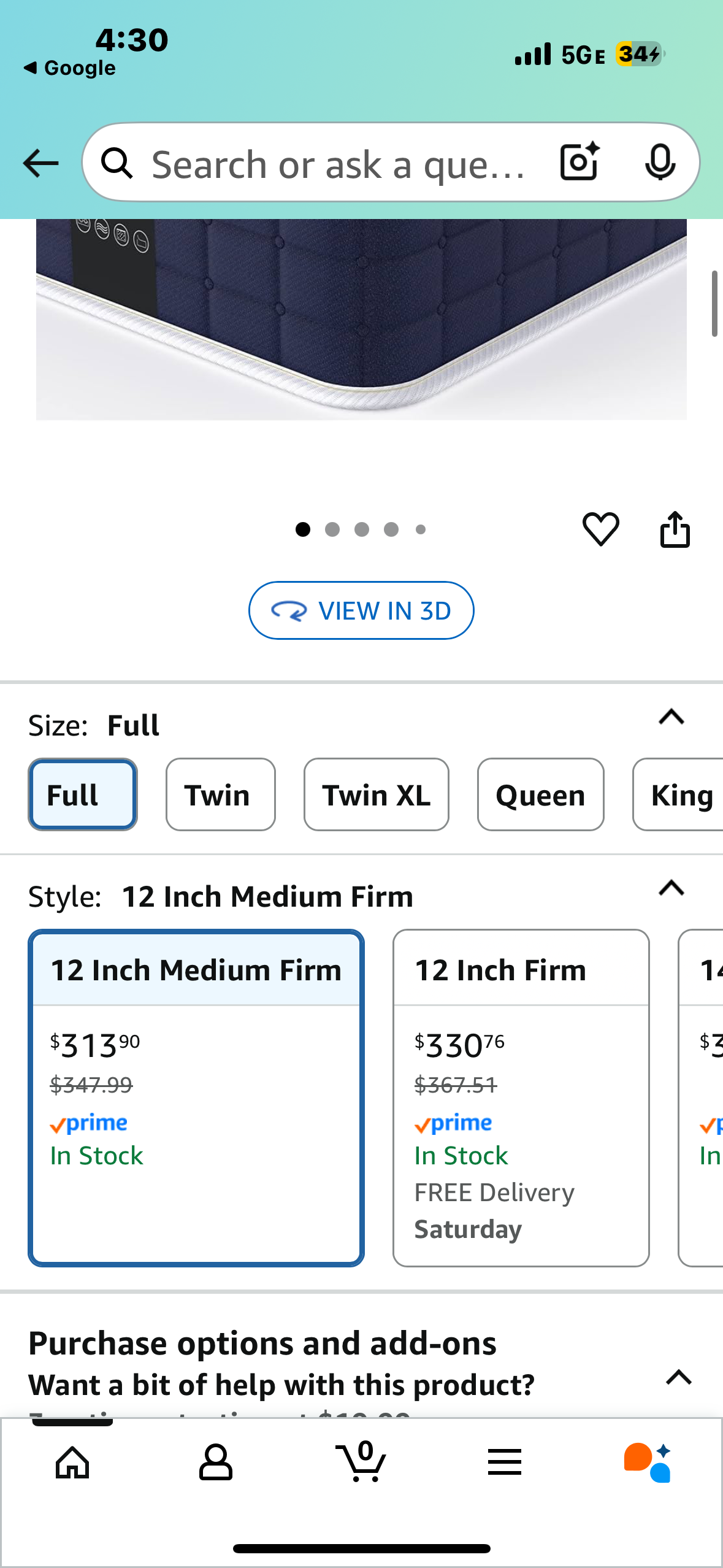 Full Size Mattress, 12” (B1078)