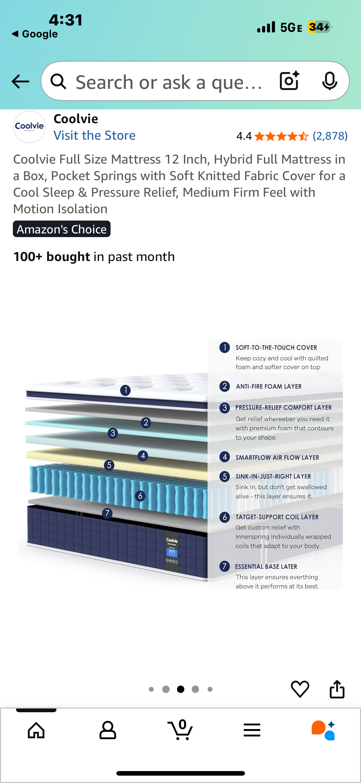Full Size Mattress, 12” (B1078)
