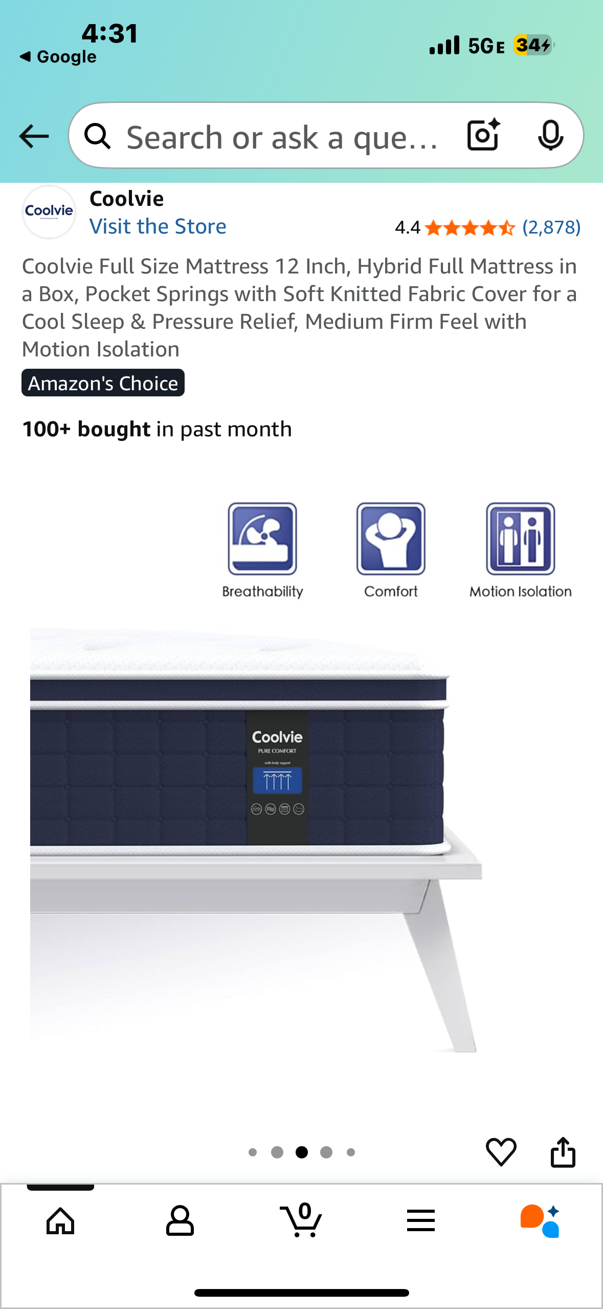 Full Size Mattress, 12” (B1078)