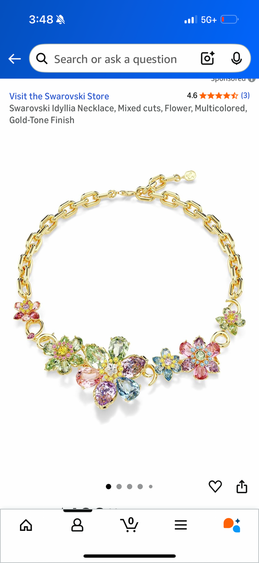 Swarovski Idyllia Necklace, Mixed cuts, Flower, Multicolored, Gold-Tone Finish