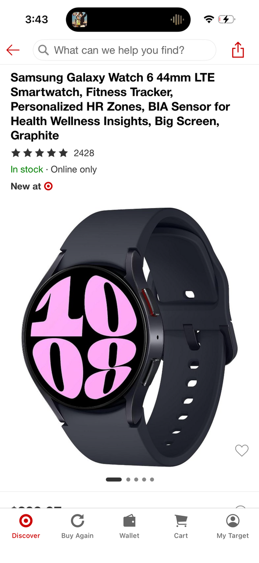 Samsung Galaxy Watch 6 44mm LTE Smartwatch, Fitness Tracker, Personalized HR Zones, BIA Sensor for Health Wellness Insights, Big Screen, Graphite