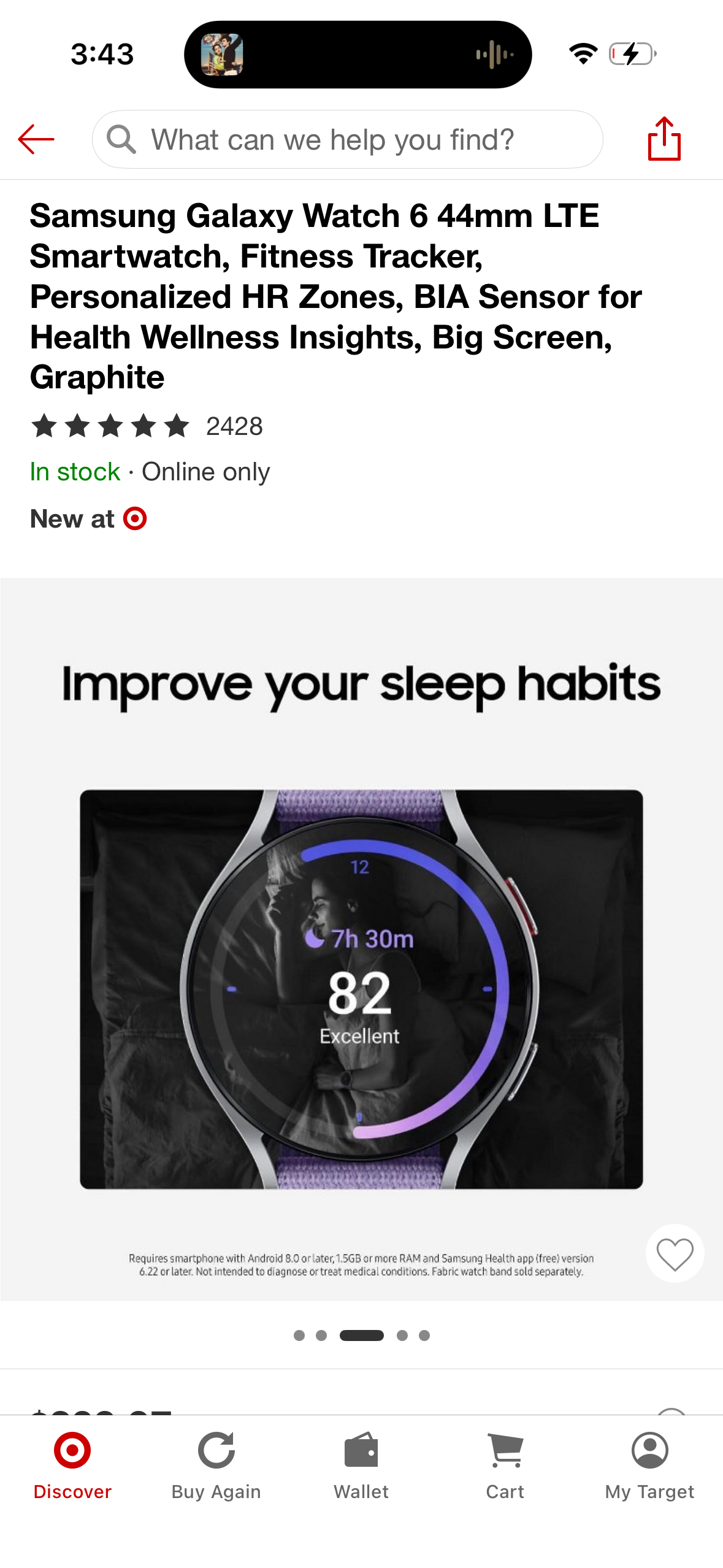 Samsung Galaxy Watch 6 44mm LTE Smartwatch, Fitness Tracker, Personalized HR Zones, BIA Sensor for Health Wellness Insights, Big Screen, Graphite