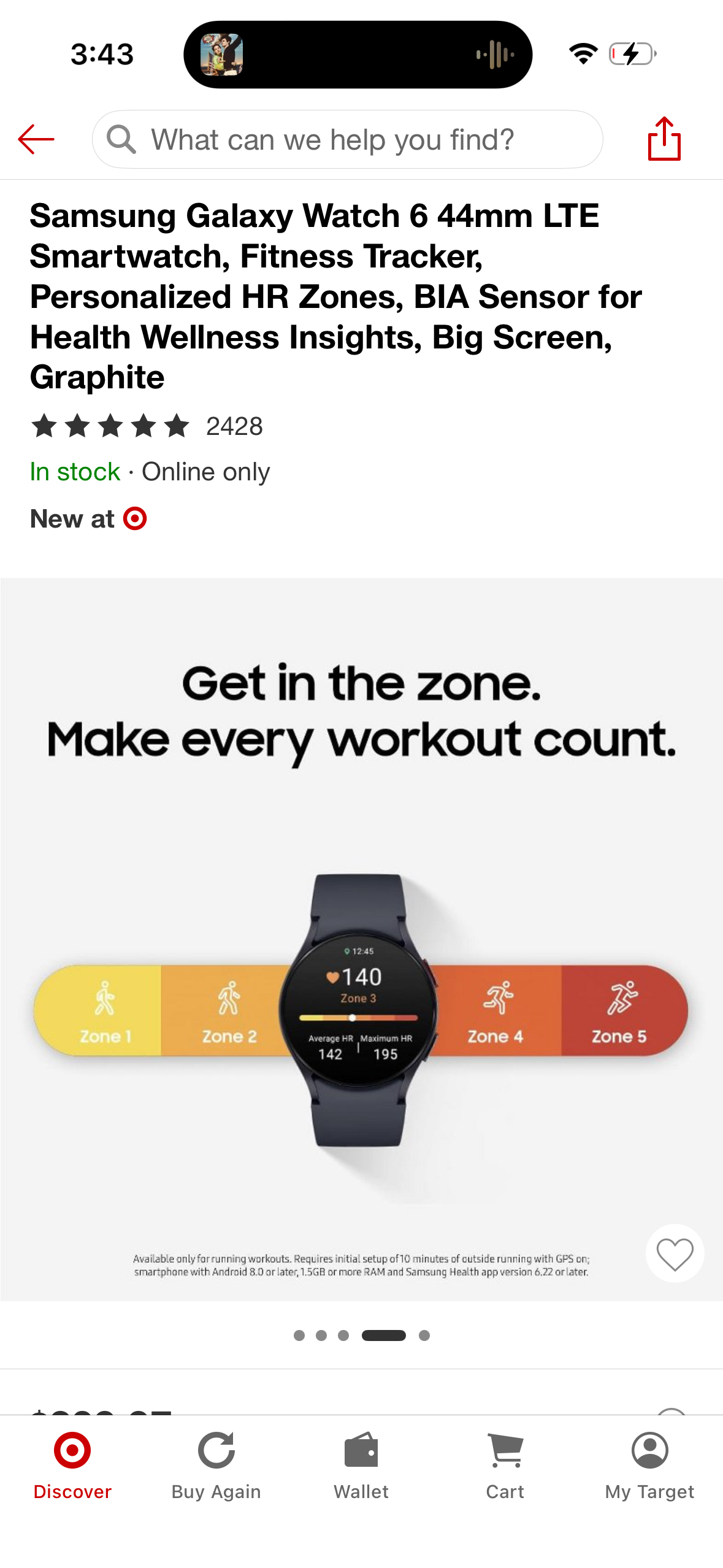 Samsung Galaxy Watch 6 44mm LTE Smartwatch, Fitness Tracker, Personalized HR Zones, BIA Sensor for Health Wellness Insights, Big Screen, Graphite