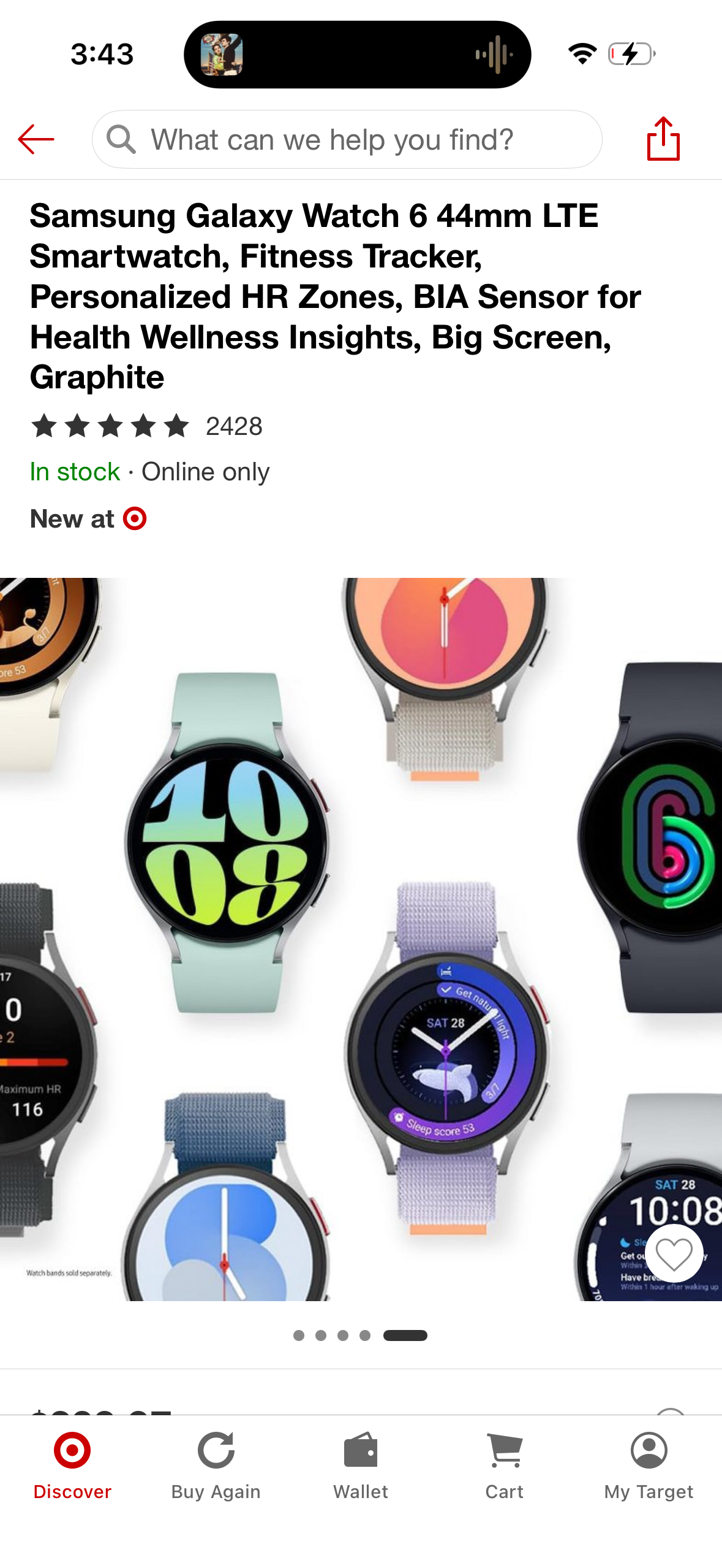 Samsung Galaxy Watch 6 44mm LTE Smartwatch, Fitness Tracker, Personalized HR Zones, BIA Sensor for Health Wellness Insights, Big Screen, Graphite