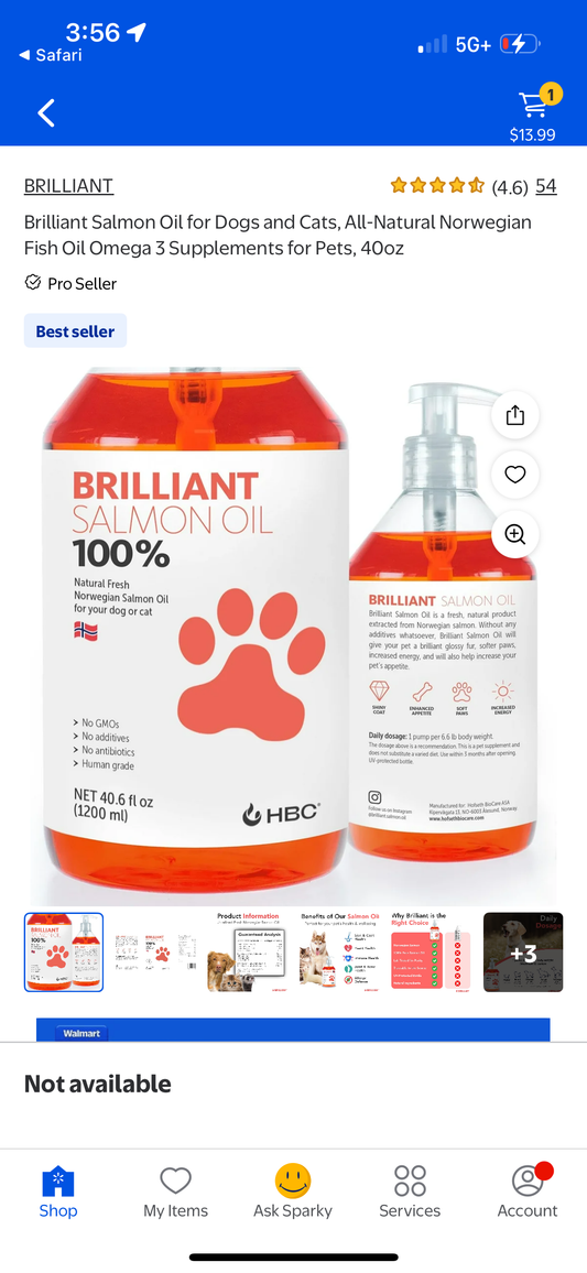 Brilliant Omega 3 Salmon Oil for Dogs & Cats - Norwegian Fish Oil Supplement with EPA & DHA Fatty Acids for Shedding, Allergy, Itching, Dry Skin & Joint Health - Skin and Coat Fish Oil Liquid, 40 Oz