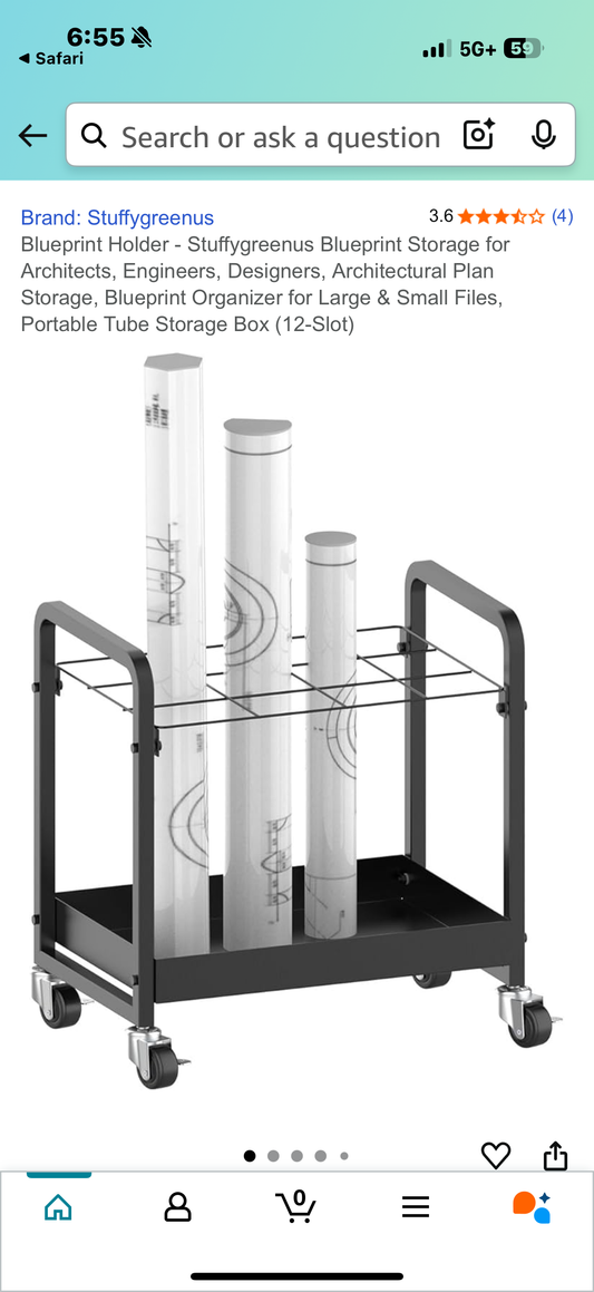 Blueprint Holder - Stuffygreenus Blueprint Storage for Architects, Engineers, Designers, Architectural Plan Storage, Blueprint Organizer for Large & Small Files, Portable Tube Storage Box (12-Slot