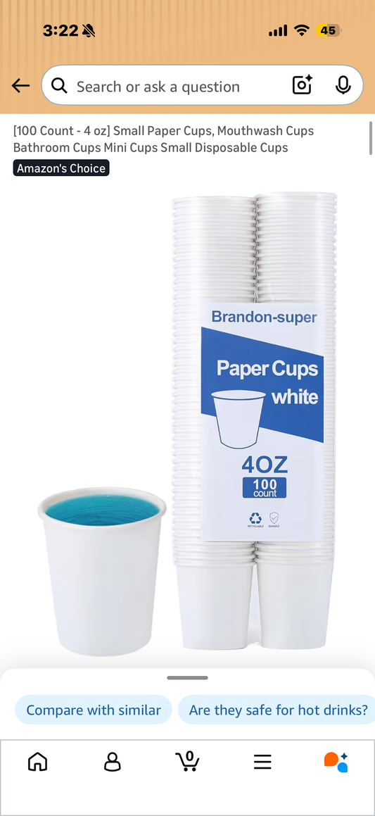 [100 Count - 4 oz] Small Paper Cups, Mouthwash Cups Bathroom Cups Mini Cups Small Disposable Cups