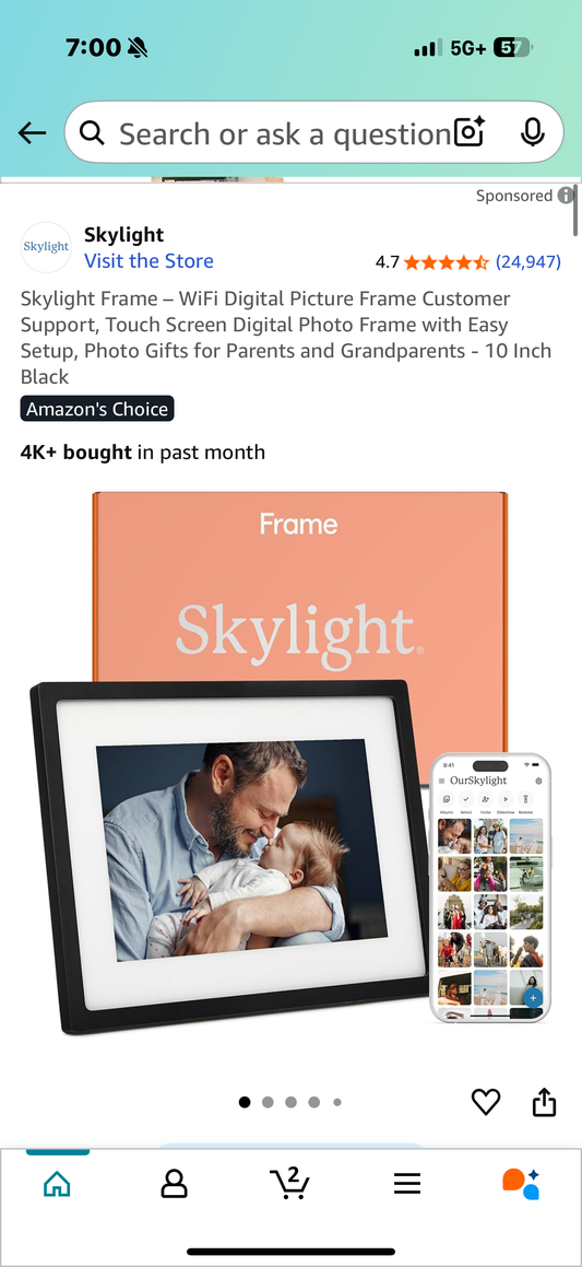 Skylight Frame – WiFi Digital Picture Frame Customer Support, Touch Screen Digital Photo Frame with Easy Setup, Photo Gifts for Parents and Grandparents - 10 Inch Black