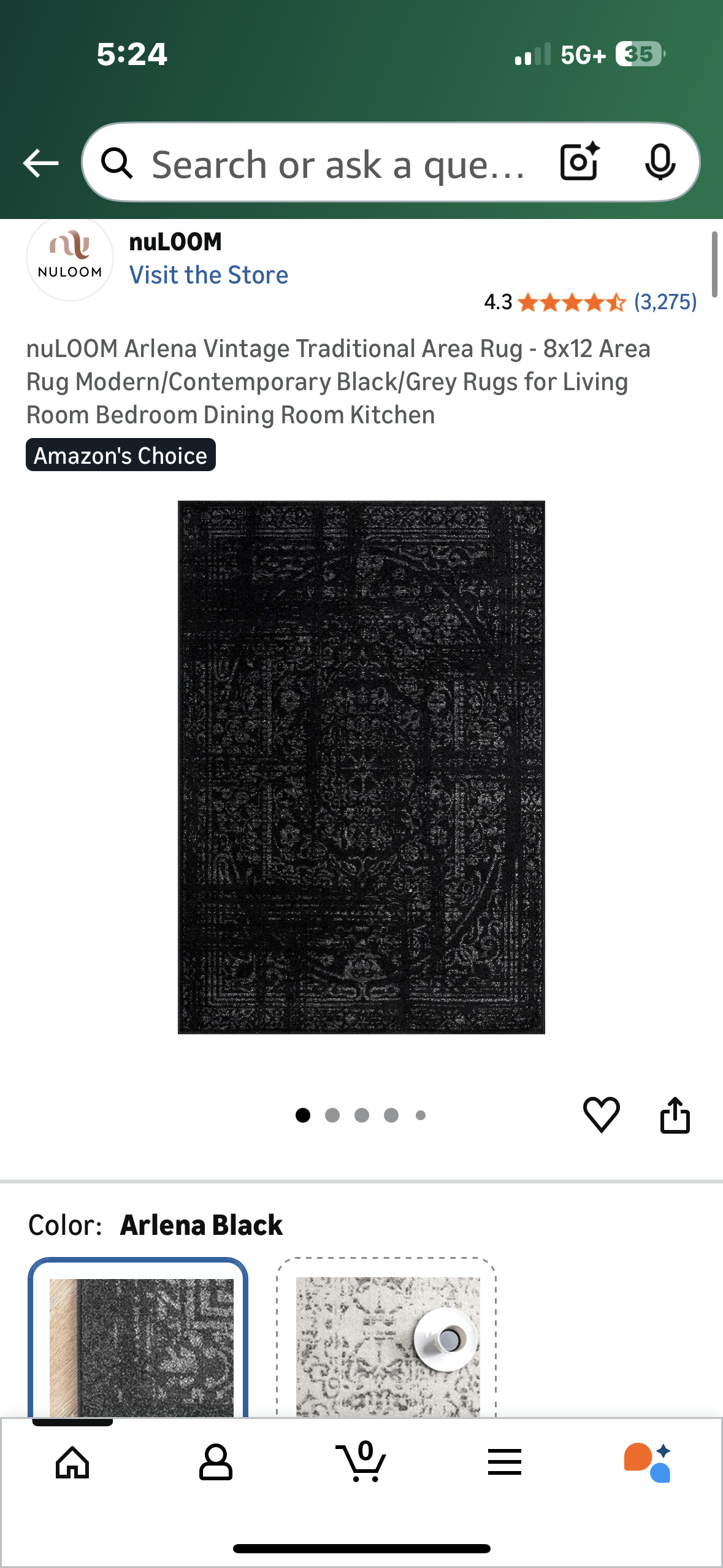 nuLOOM Arlena Vintage Traditional Area Rug - 8x12  Modern and Contemporary Black/Grey Rug for Home (L1125)
